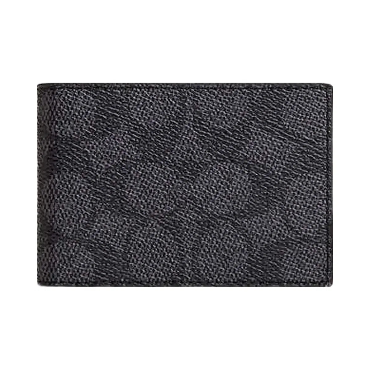 Coach Compact Billfold Wallet In Signature Canvas Signature Canvas-Charcoal-Black