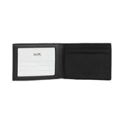 Coach Compact Billfold Wallet In Signature Canvas Signature Canvas-Charcoal-Black