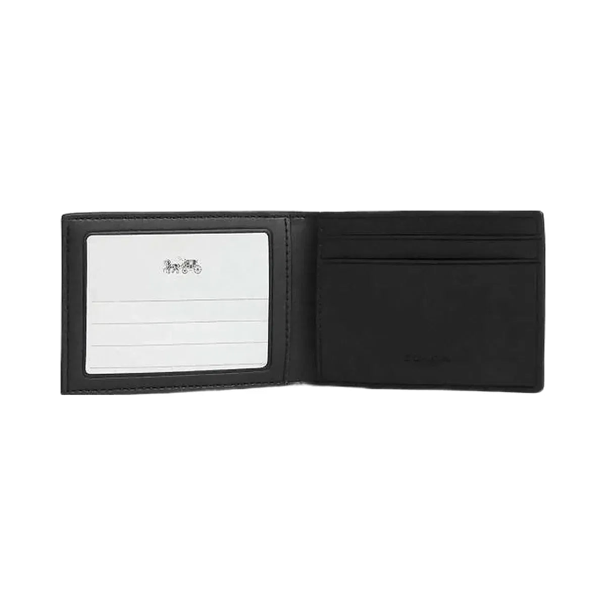 Coach Compact Billfold Wallet In Signature Canvas Signature Canvas-Charcoal-Black