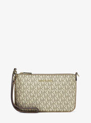 Michael Kors Jet Set Small Metallic Signature Logo Wristlet Pale Gold