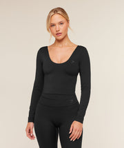 Women's Gymshark Crossover Back Long Sleeve Top Black