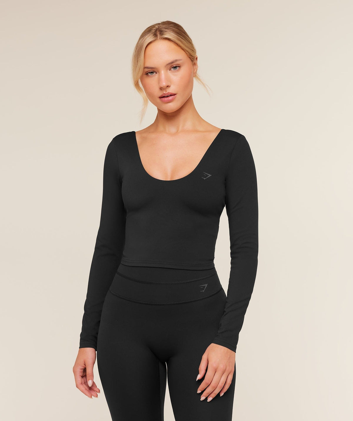 Women's Gymshark Crossover Back Long Sleeve Top Black
