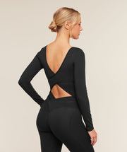 Women's Gymshark Crossover Back Long Sleeve Top Black