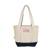 Gymshark Collegiate Mini Tote Bag "Heavy Blue Oat White Athletic Burgundy"