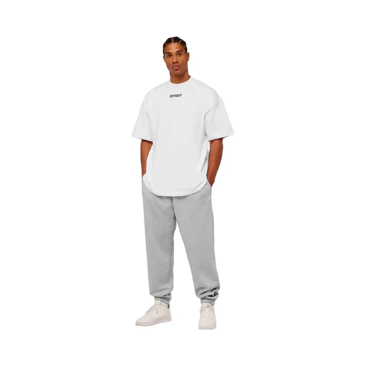 Gymshark Crest Oversized Joggers Light Grey Core Marl