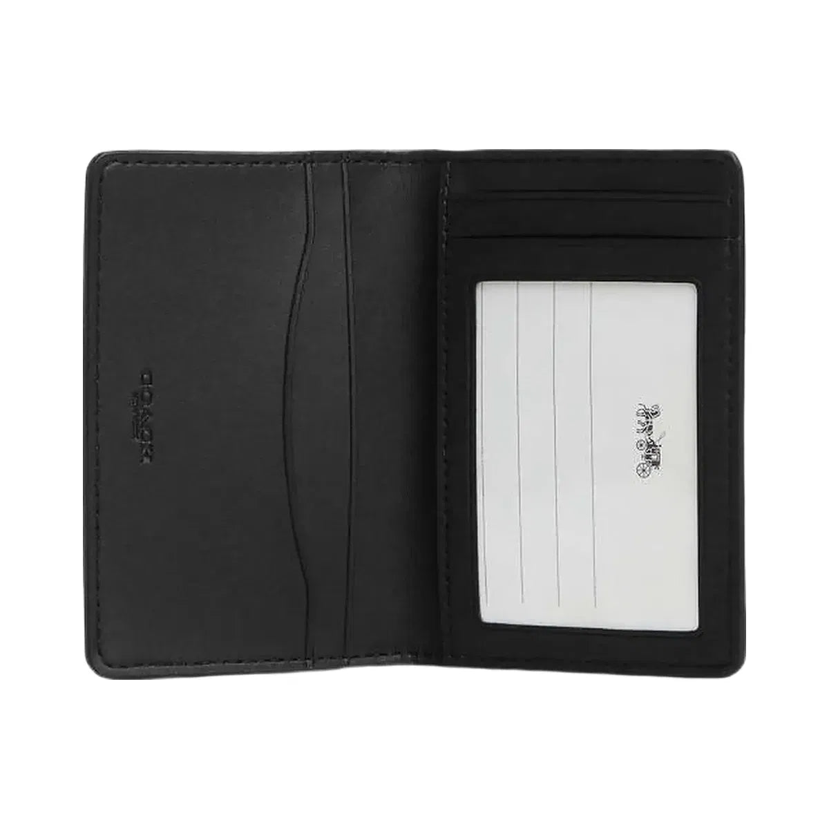 Coach Id Wallet In Signature Canvas Signature Canvas-Charcoal-Black