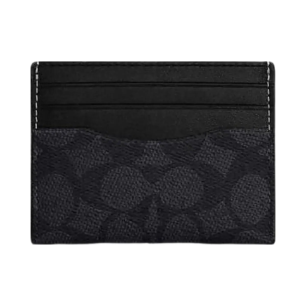 Coach Slim Id Card Case In Signature Canvas Charcoal Black