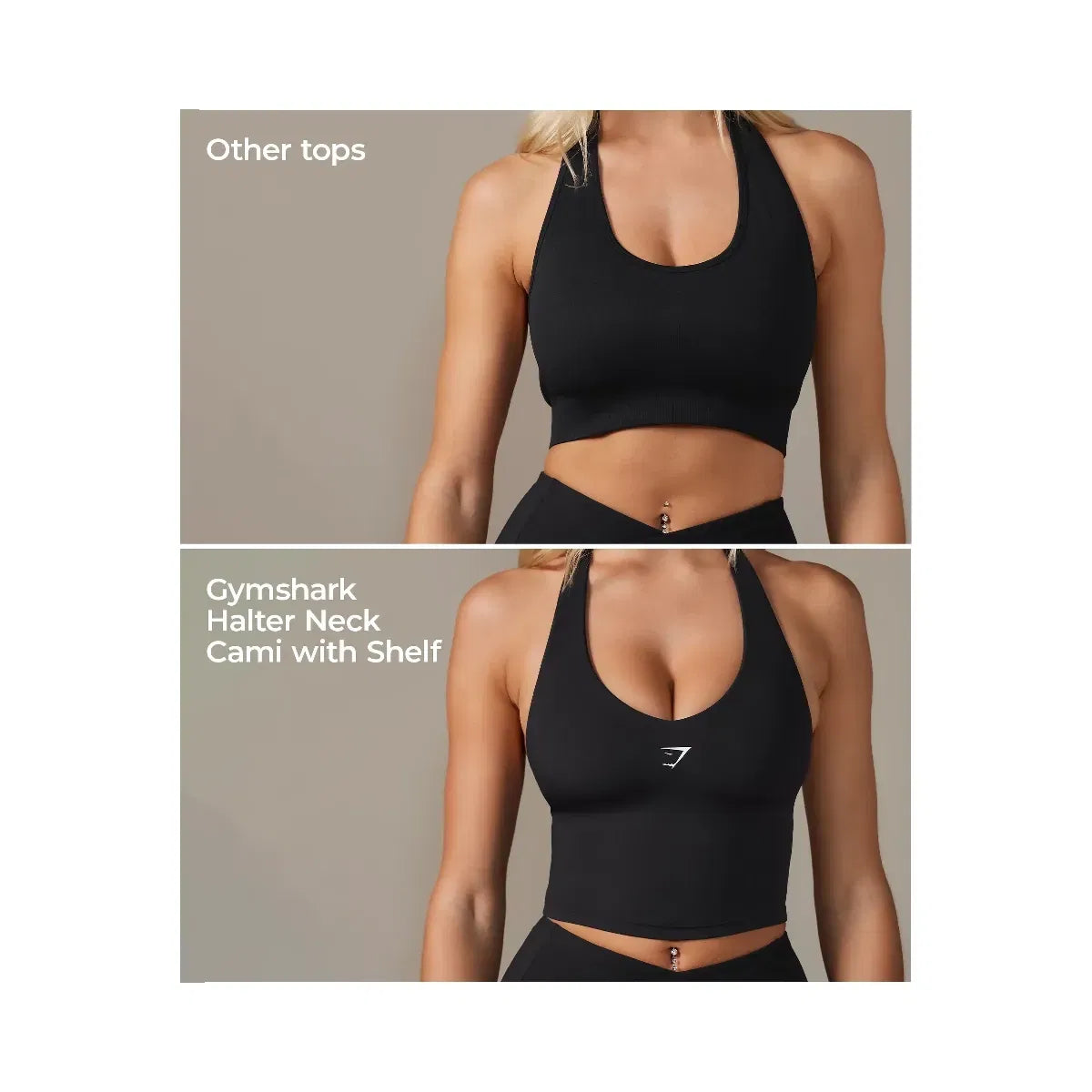 Gymshark Halter Neck Cami with Shelf - Black
