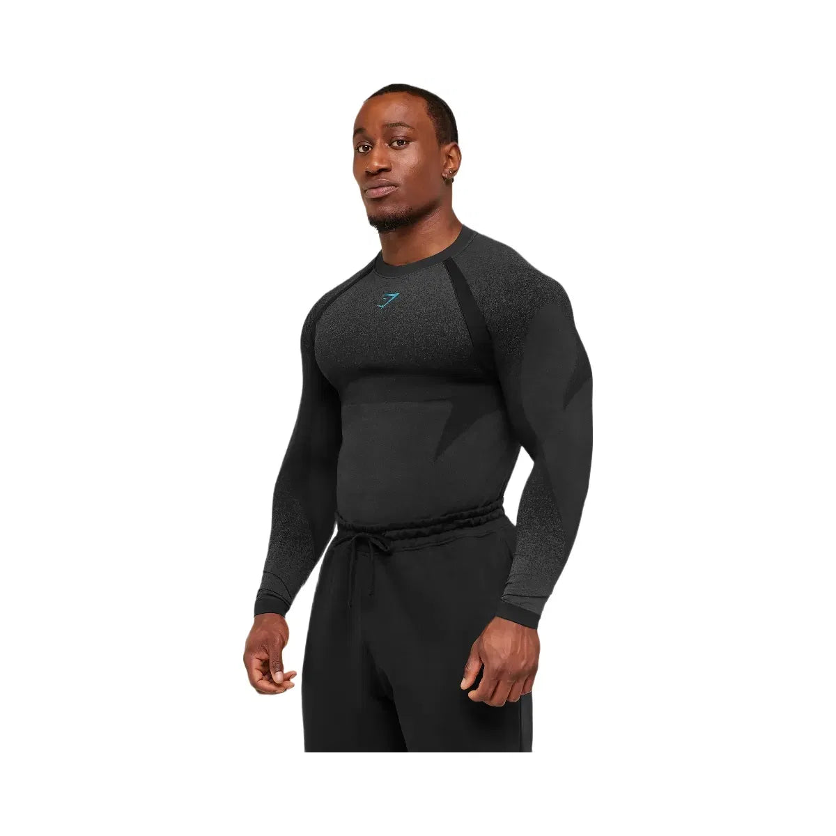 Gymshark Shadow Seamless Long Sleeve T-Shirt "Black Brand Blue"