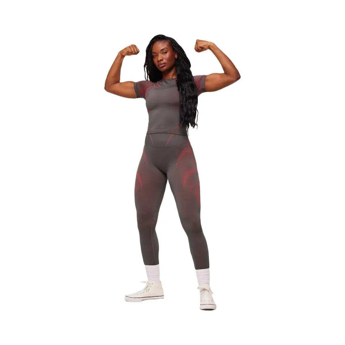 Gymshark Storm Seamless Short Sleeve Top "GS Dark Grey GS Zesty Red"