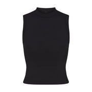 Skims Cotton Jersey Mock Neck Tank Soot