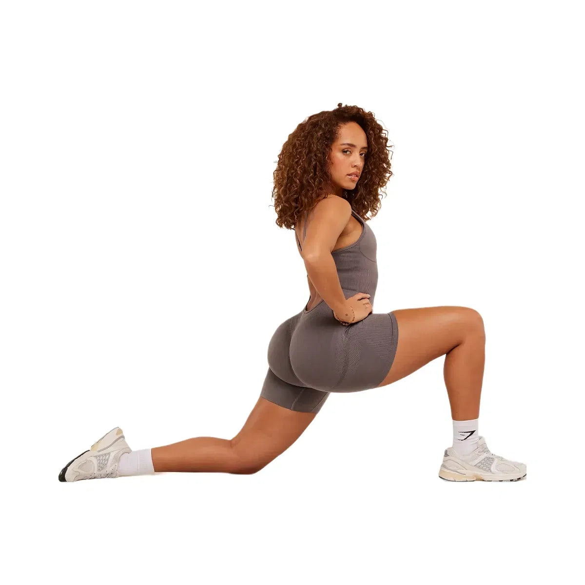 Gymshark Lift Seamless Strappy All in One "Cool Brown"