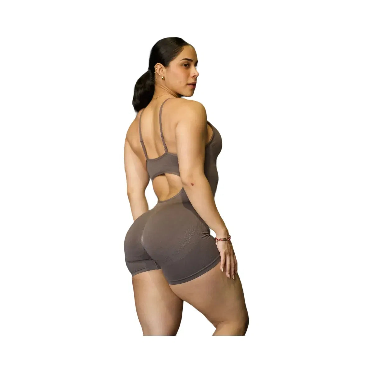 Gymshark Lift Seamless Strappy All in One "Cool Brown"