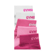 Gymshark Quarter Socks 5pk "Electric Pink Super-Set Pink Focus Pink White"