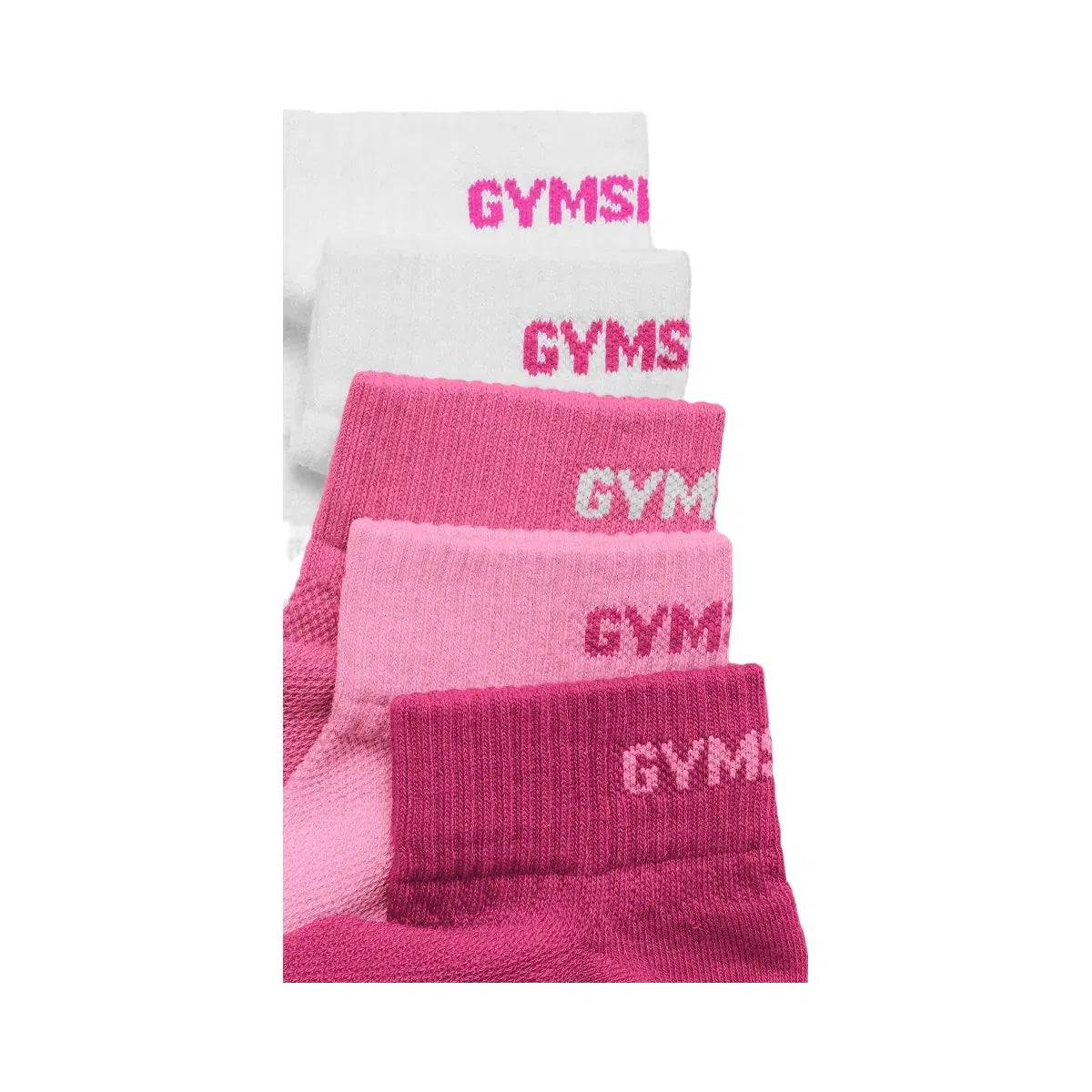 Gymshark Quarter Socks 5pk "Electric Pink Super-Set Pink Focus Pink White"