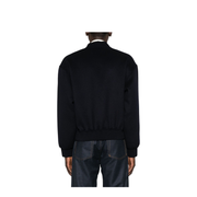 Black Ribbed Hem and Cuffs Zip Fastening Jacket