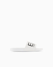 EA7 Logo slides with a wide band and anti-slip rubber soles