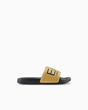 EA7 Logo slides with a wide band and anti-slip rubber soles