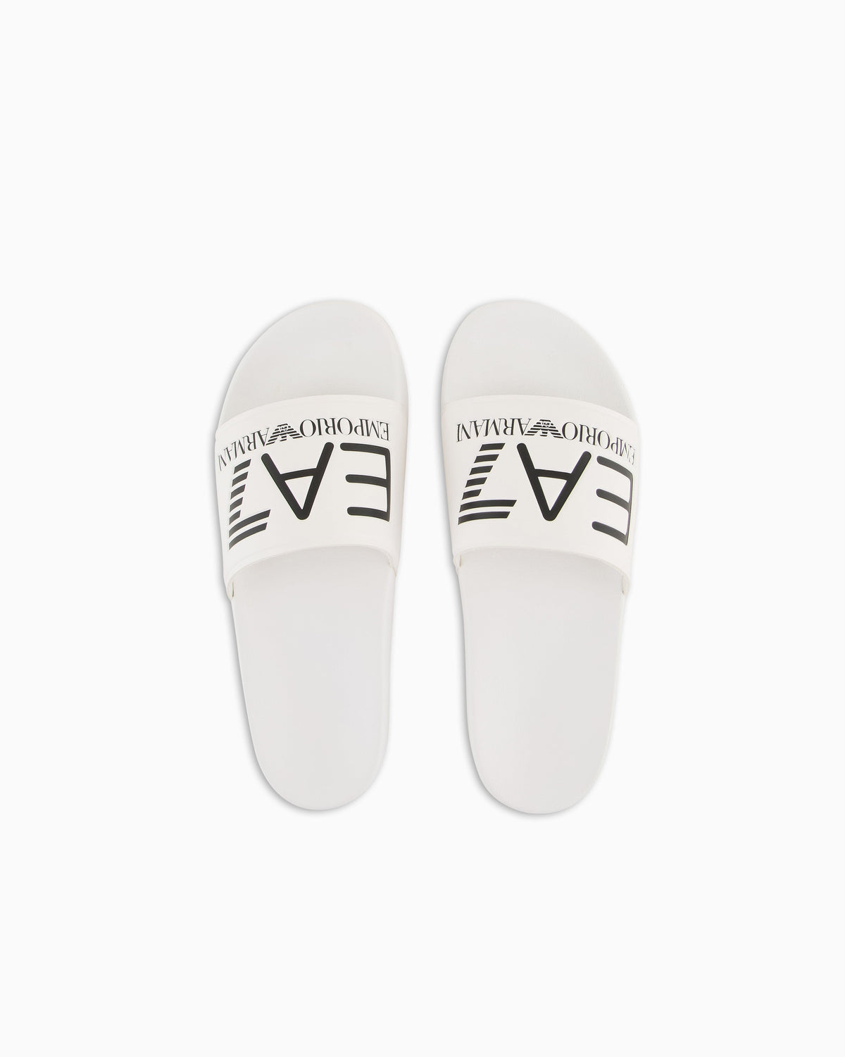 EA7 Logo slides with a wide band and anti-slip rubber soles