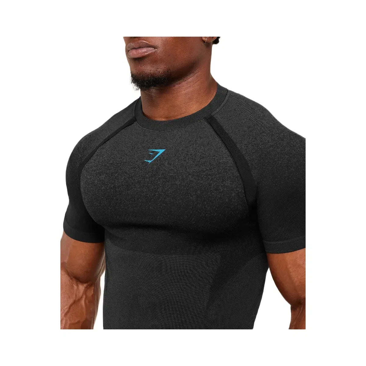Gymshark Shadow Seamless T Shirt "Black Brand Blue"