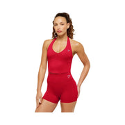 Gymshark Colour Block Halter Neck Tank With Shelf "Carmine Red"