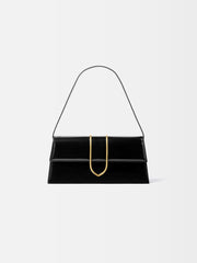 Jacquemus The Long Bambino Structured Shoulder Bag In Glazed Leather Black