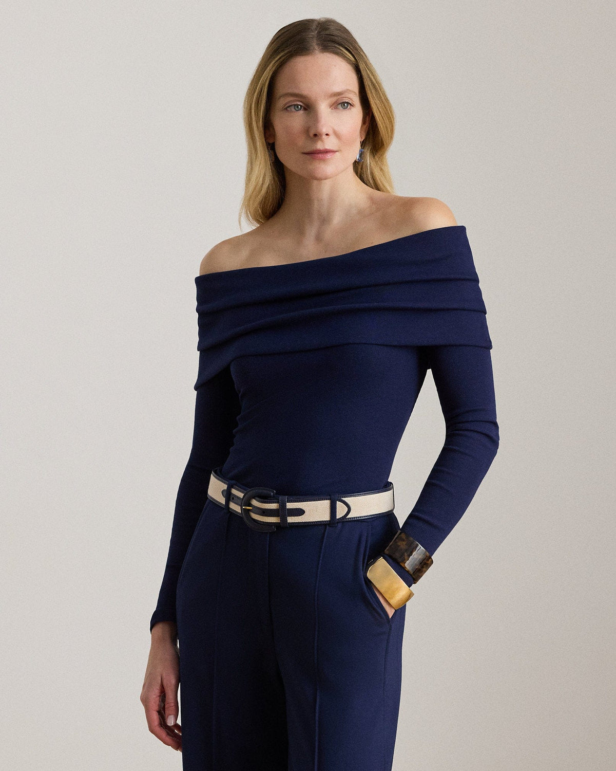 Ralph Lauren Ribbed CottonBlend OfftheShoulder Top