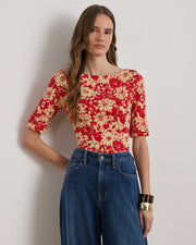 Ralph Lauren Floral Stretch Cotton Boatneck T-Shirt