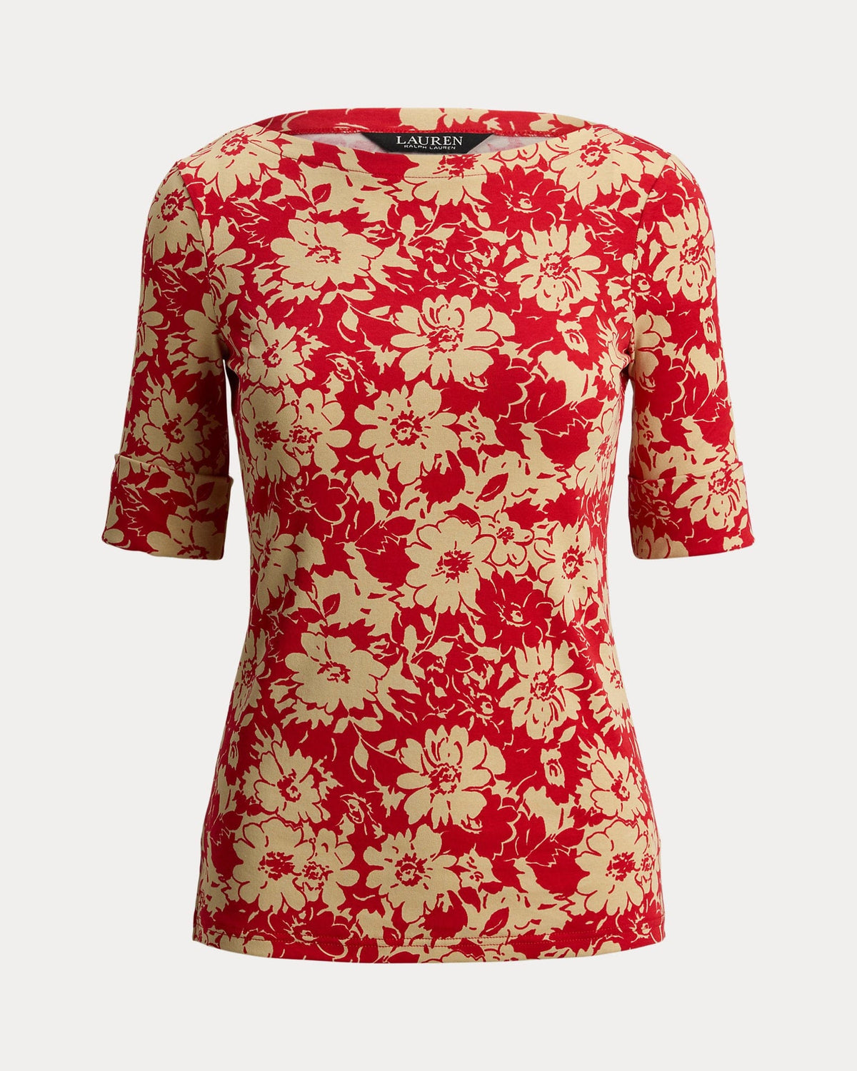 Ralph Lauren Floral Stretch Cotton Boatneck T-Shirt