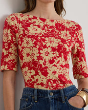 Ralph Lauren Floral Stretch Cotton Boatneck T-Shirt