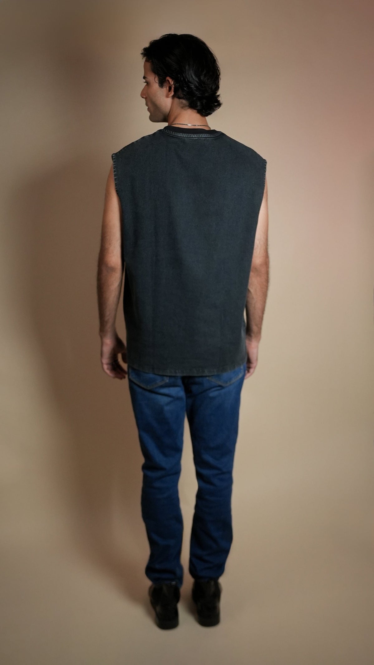BLACK DENIM MEN'S TANK TOP