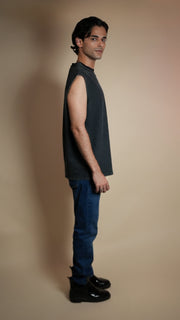 BLACK DENIM MEN'S TANK TOP