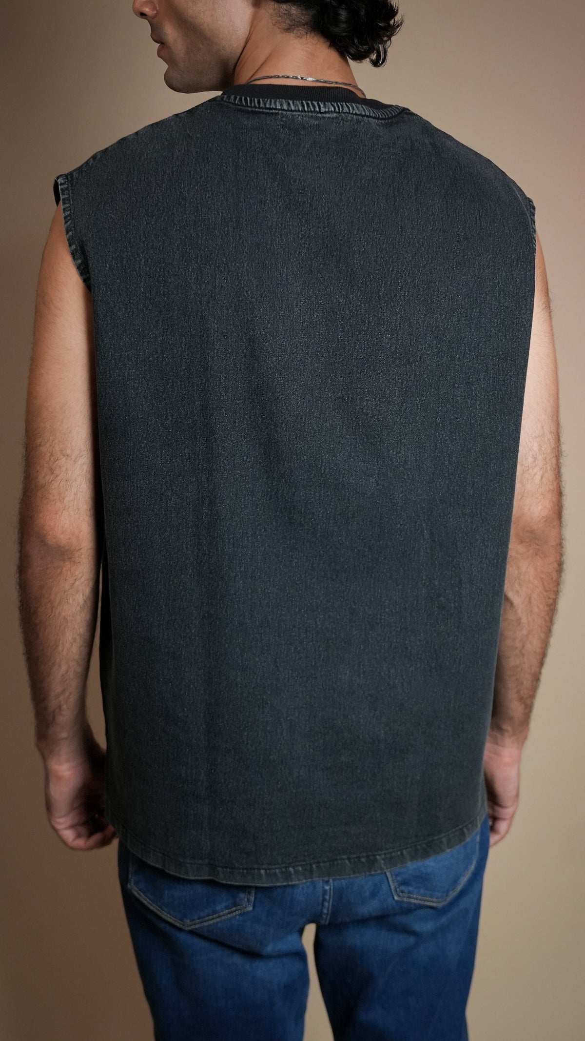 BLACK DENIM MEN'S TANK TOP