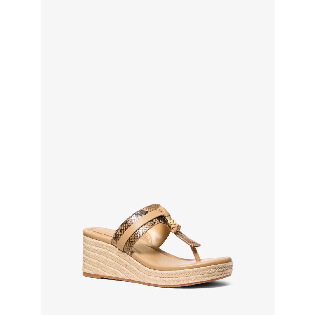 Michael Kors Zoe Snake Embossed Wedge Sandal