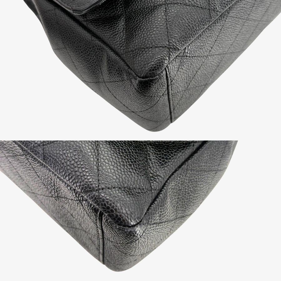 CS077 - CHANEL Black Caviar Leather Jumbo Maxi Classic Flap Bag