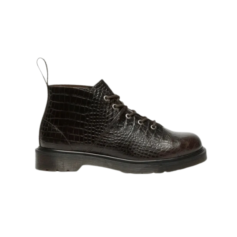 Dr Martens Church Crocodile Analine Leather Ankle Boots Dark Brown