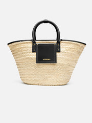 Jacquemus The Soli Basket Handwoven Basket Bag With Smooth Leather Details Black
