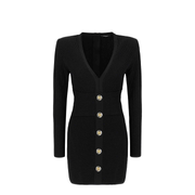 Short Ribbed Knit Bodycon Dress Black
