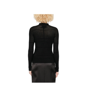 Ribbed Knit High Neck Long Sleeve Sweater Black