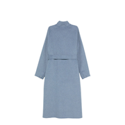 Mock-neck Wool-blend Coat with Matching Belt