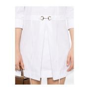Cotton Poplin Shirt Dress with Horsebit in White