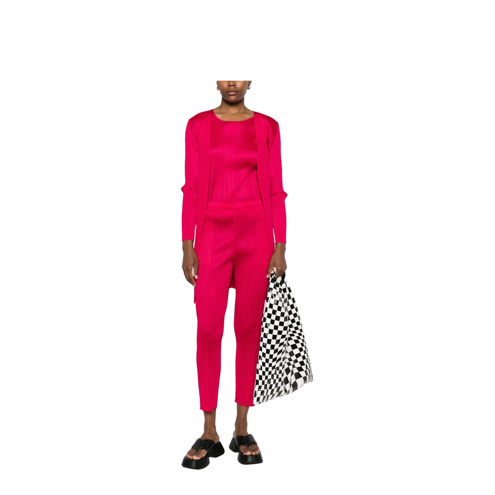 Pleated Cardigan In Pink