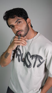 RUST GRAFFITI GREY MEN’S OVERSIZED T-SHIRT