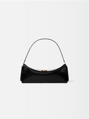 Jacquemus The Ovalo Clutch Shoulder Bag In Glazed Leather Black
