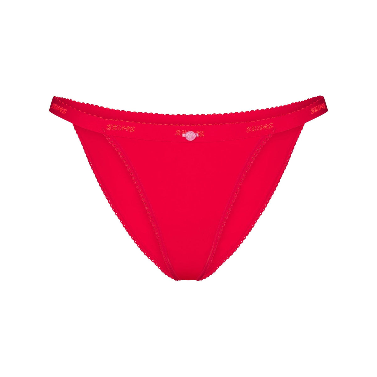 Lightweight Cotton Logo Picot String Bikini