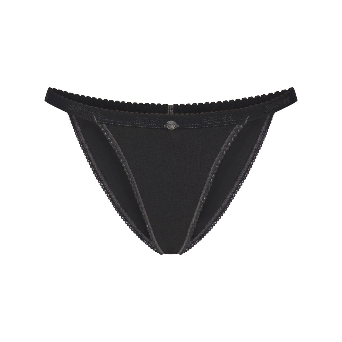 Lightweight Cotton Logo Picot String Bikini