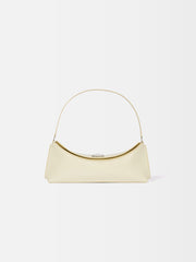 Jacquemus The Ovalo Clutch Shoulder Bag In Glazed Leather Dusty Yellow