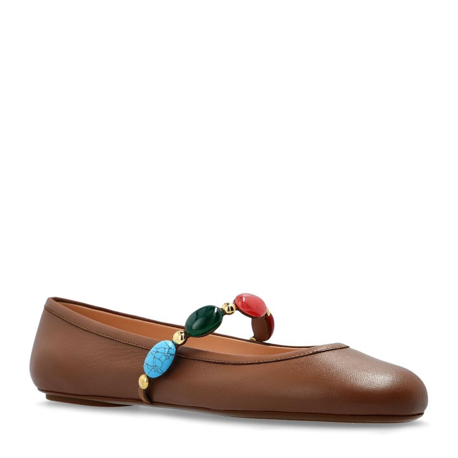 Flat Shoes Leather Brown