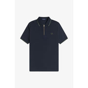 Crepe Zipped Short-Sleeve Polo Shirt