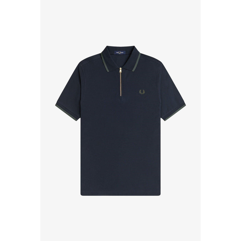 Crepe Zipped Short-Sleeve Polo Shirt